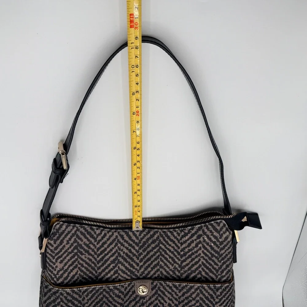 Spartina 449 Herringbone Shoulder Black Boho Chic Coastal Artisan Linen Leather